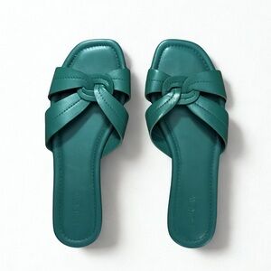 J.Crew Stitch Slide Sandals Dublin Green Size 9